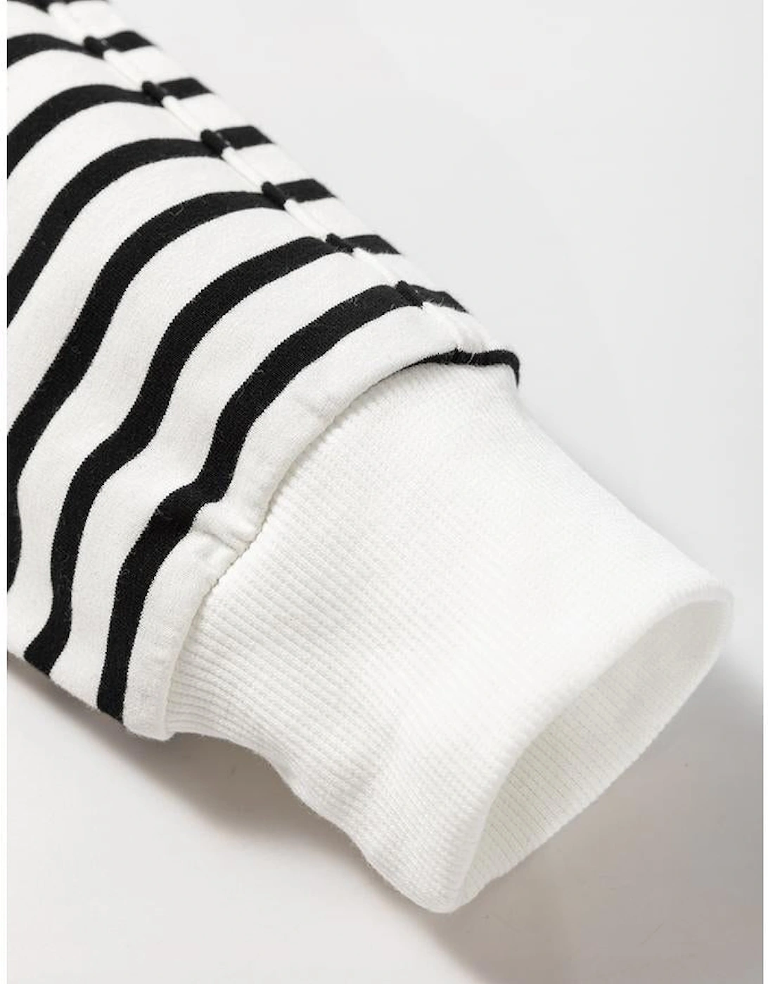 Black Stripe Raglan Sleeve Side Slits Loose Sweatshirt