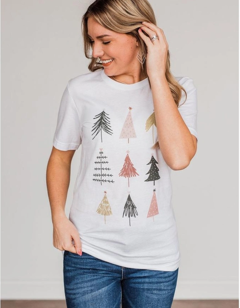 White Christmas Tree Graphic Tee