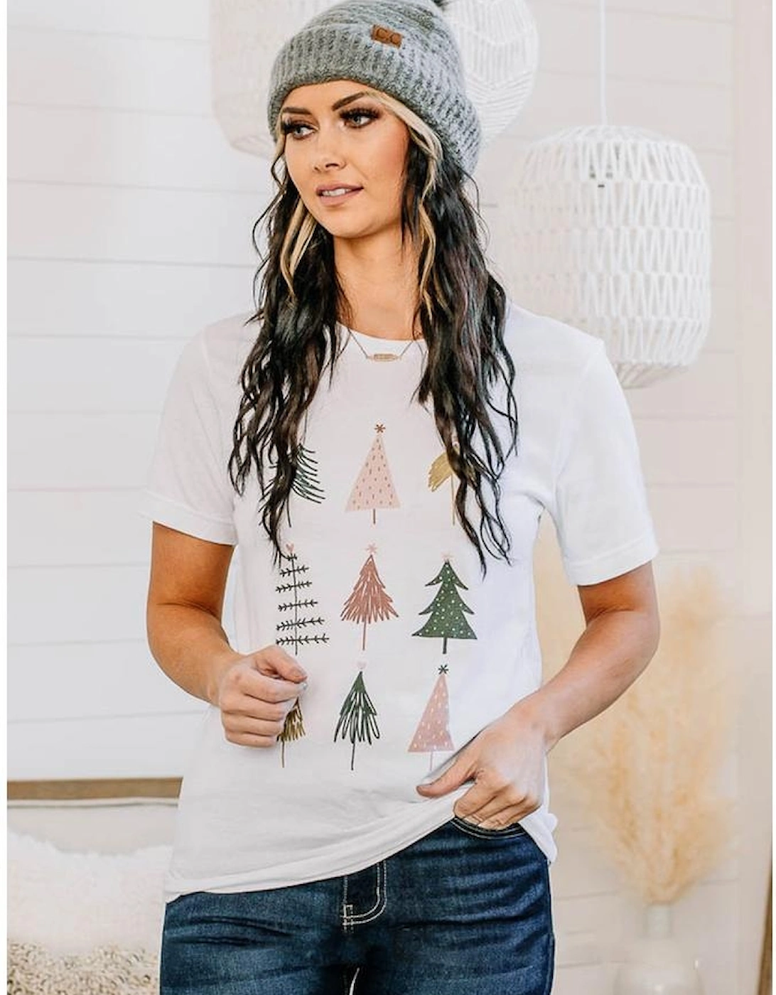 White Christmas Tree Graphic Tee