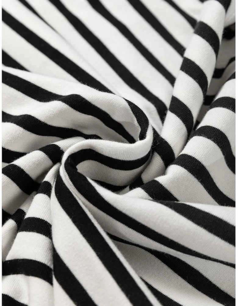 Black Stripe Raglan Sleeve Side Slits Loose Sweatshirt