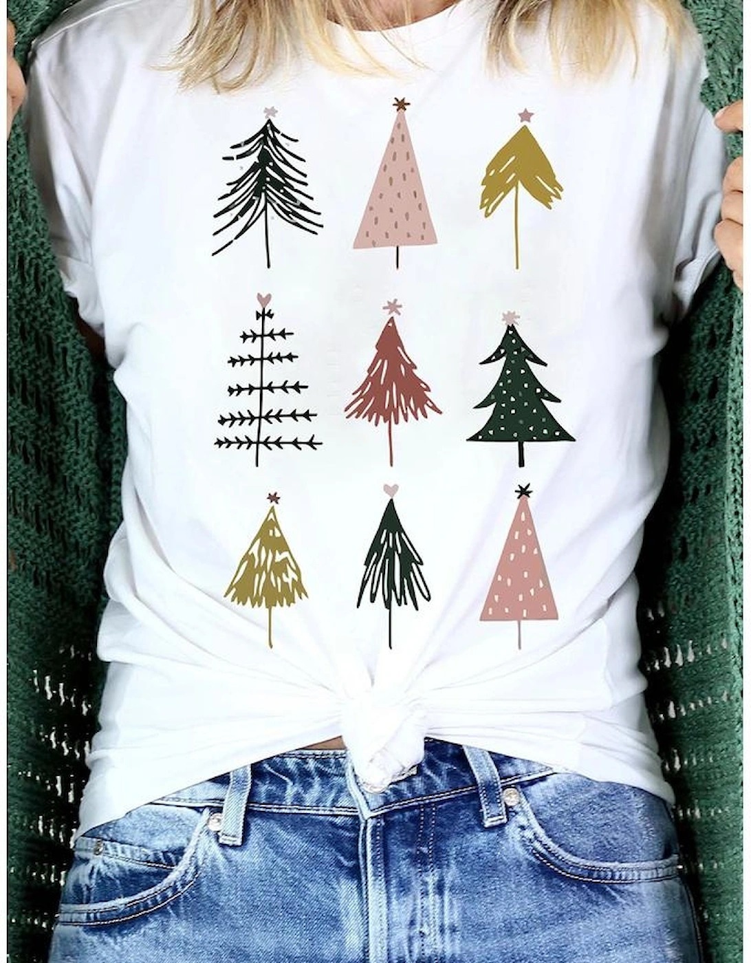 White Christmas Tree Graphic Tee
