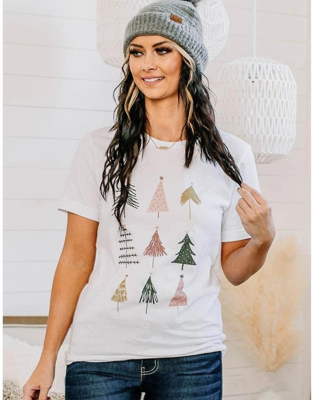 White Christmas Tree Graphic Tee