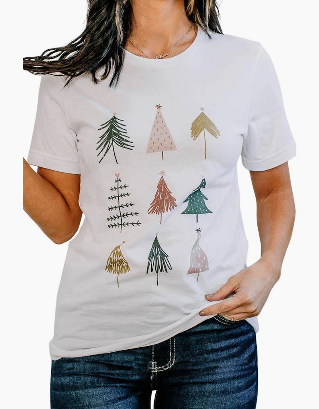 White Christmas Tree Graphic Tee