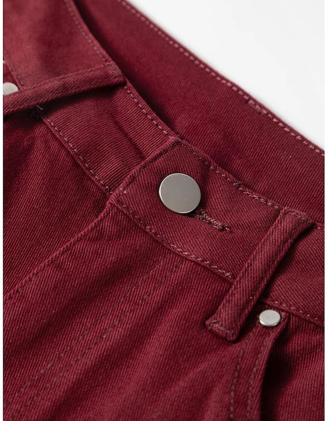 Red Dahlia Loose Straight High Waist Solid Color Jeans