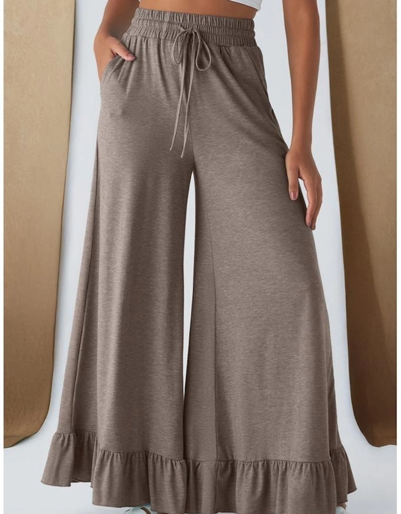 DUNE Ruffled Wide Leg Pull On High Waist Pants with Pockets