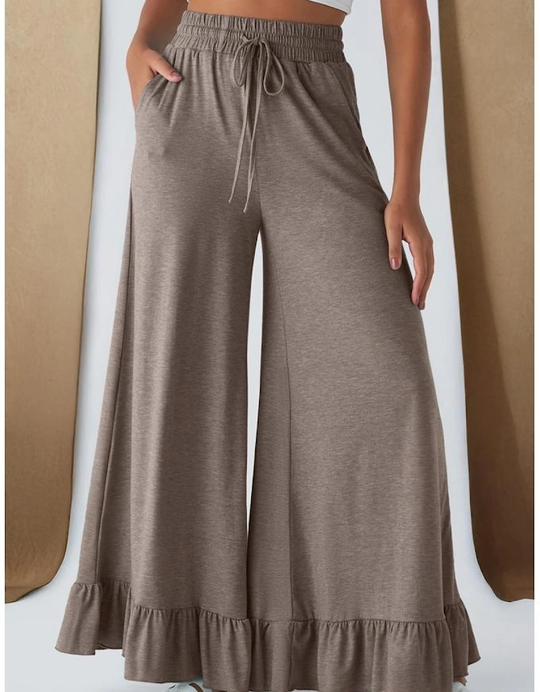 DUNE Ruffled Wide Leg Pull On High Waist Pants with Pockets