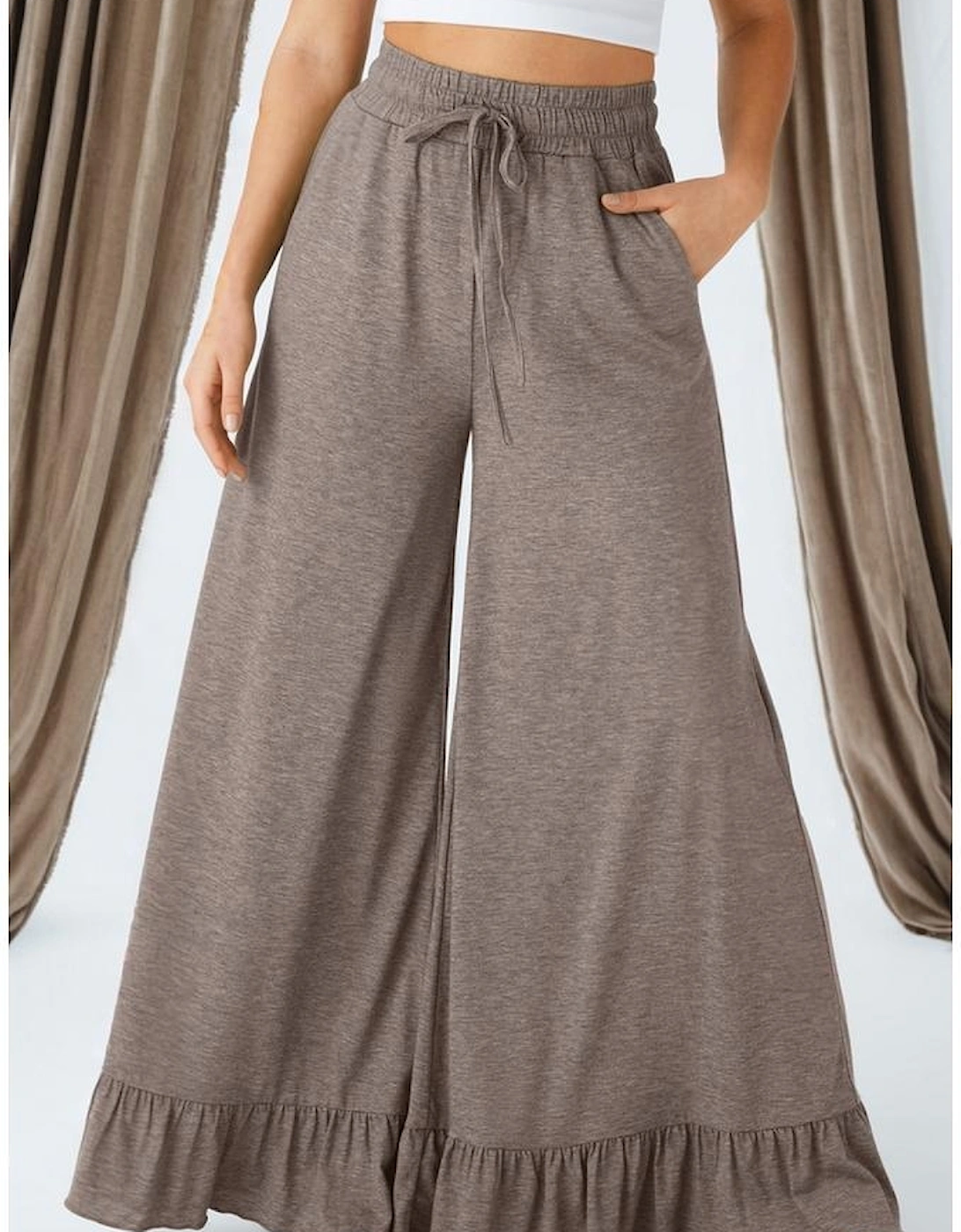 DUNE Ruffled Wide Leg Pull On High Waist Pants with Pockets, 3 of 2