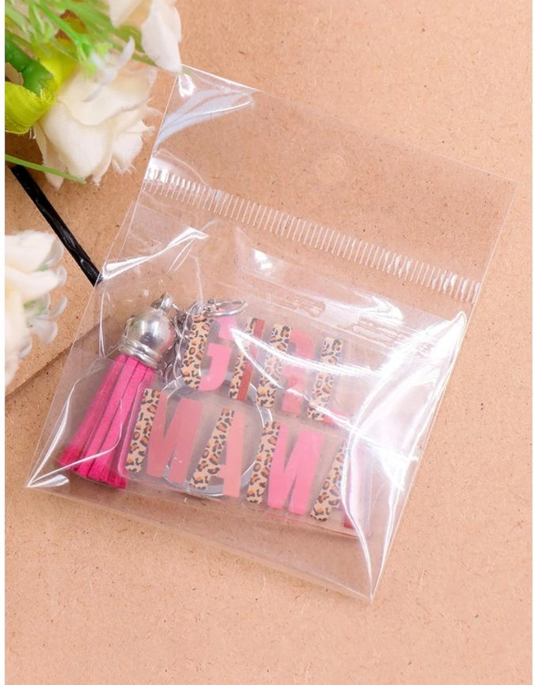Strawberry Pink GIRL MAMA Tassel Keychain