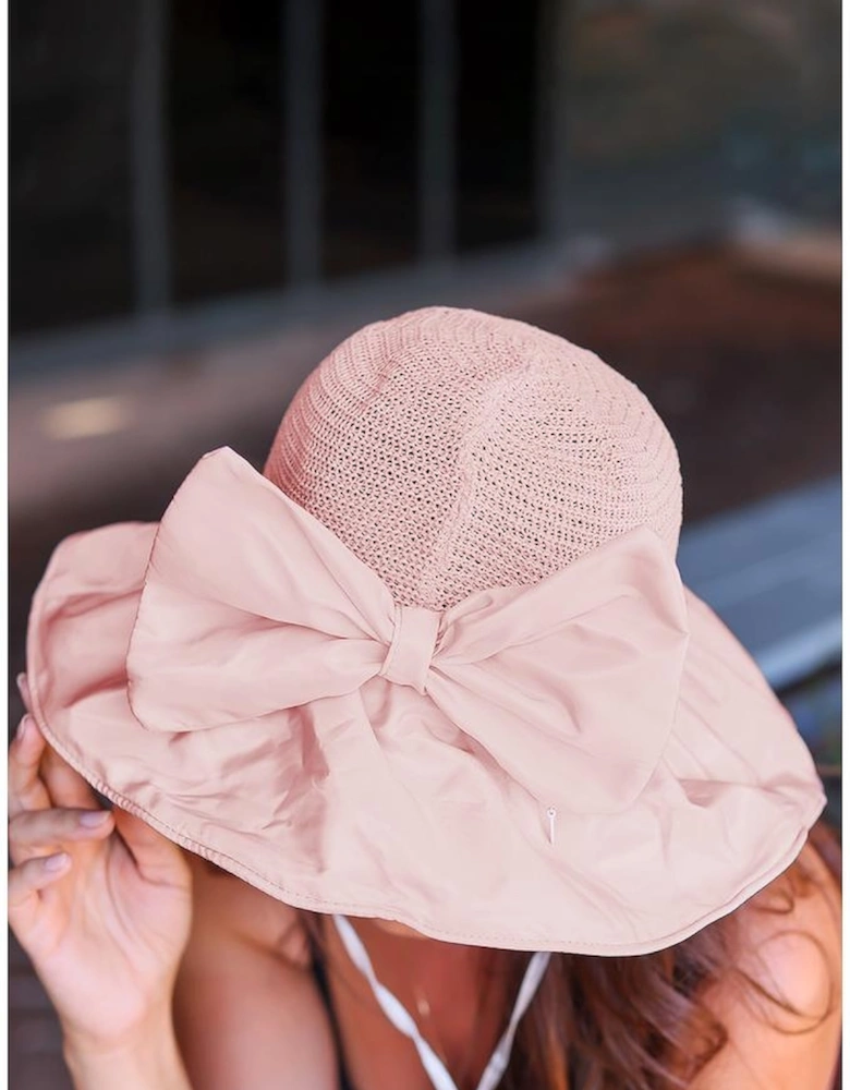 Azura Exchange Bowknot Storage Bag Wide Brim Floppy Hat