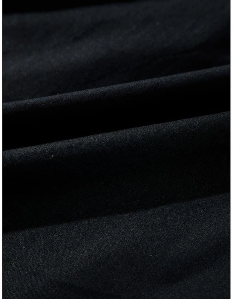 Black V Neck Flutter Sleeve Smocked Bodice High Waist Ruffle Maxi Dress