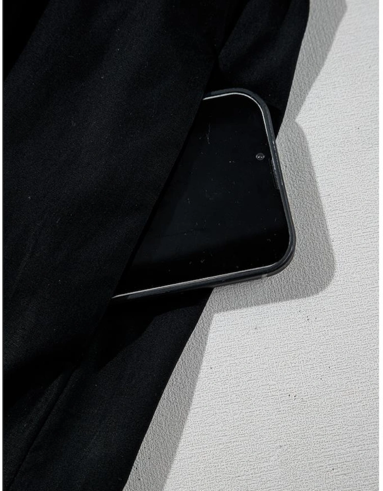 Black V Neck Flutter Sleeve Smocked Bodice High Waist Ruffle Maxi Dress