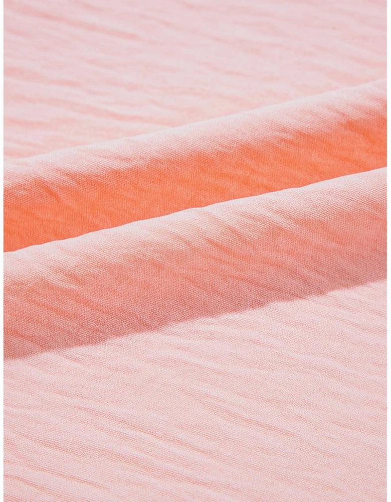 Pink Textured Half Sleeve V Neck Plus Size T Shirt with Chest Pocket