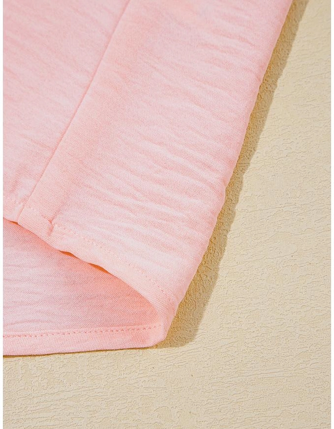 Pink Textured Half Sleeve V Neck Plus Size T Shirt with Chest Pocket