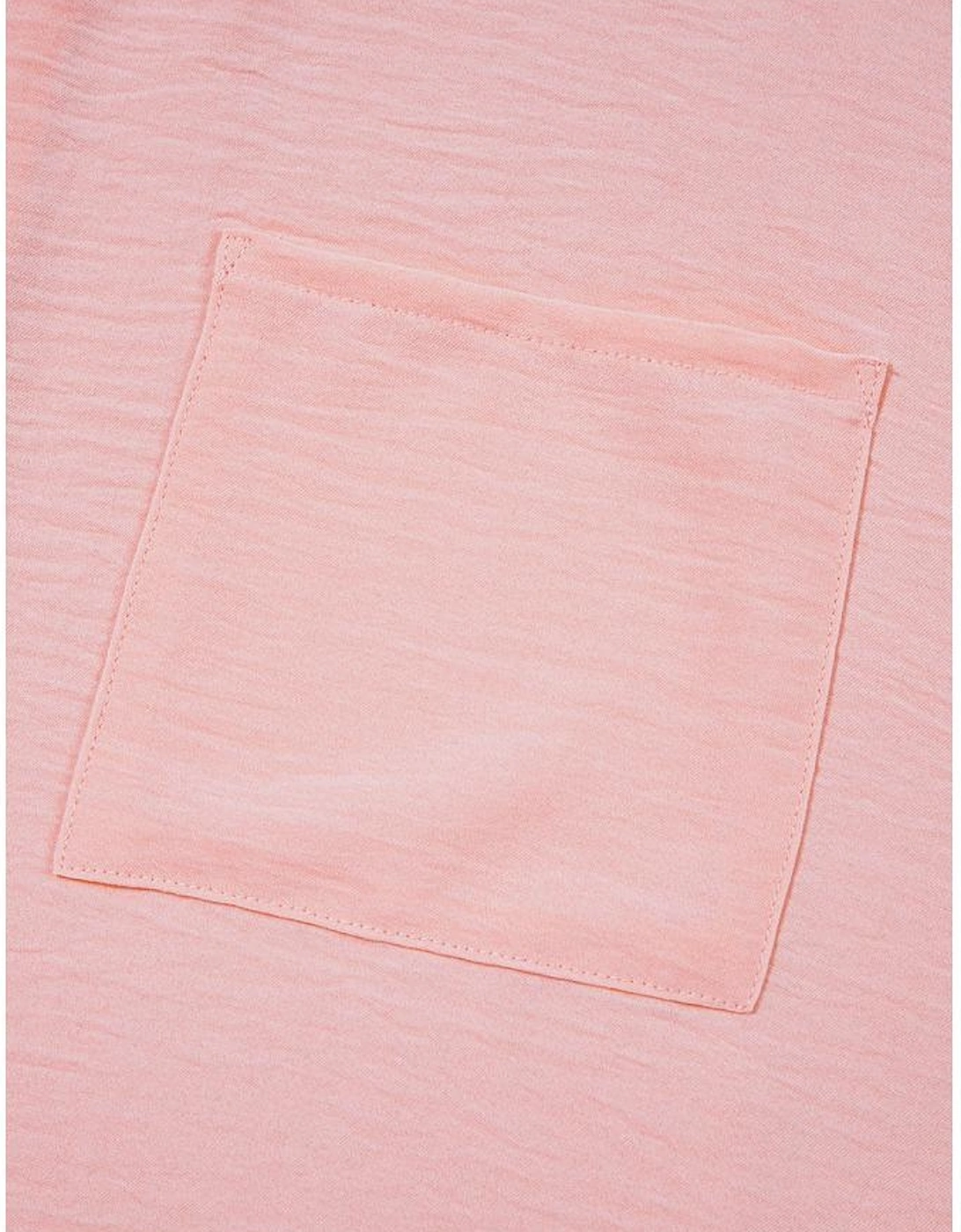 Pink Textured Half Sleeve V Neck Plus Size T Shirt with Chest Pocket