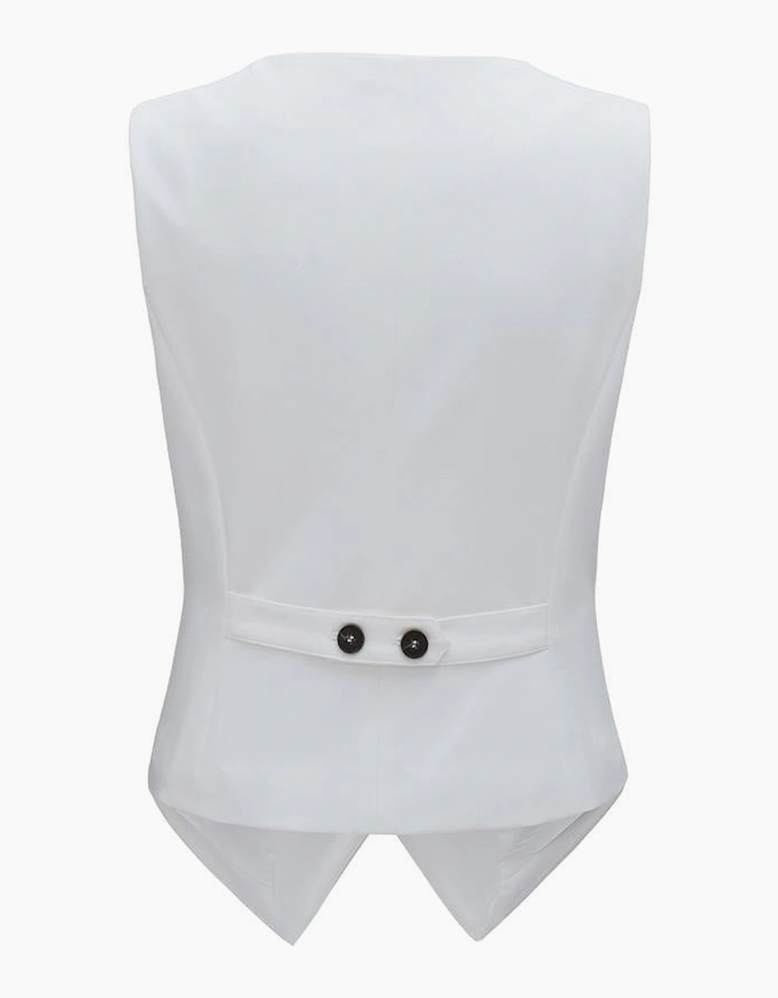 White Solid Color Button up V Neck Suit Vest