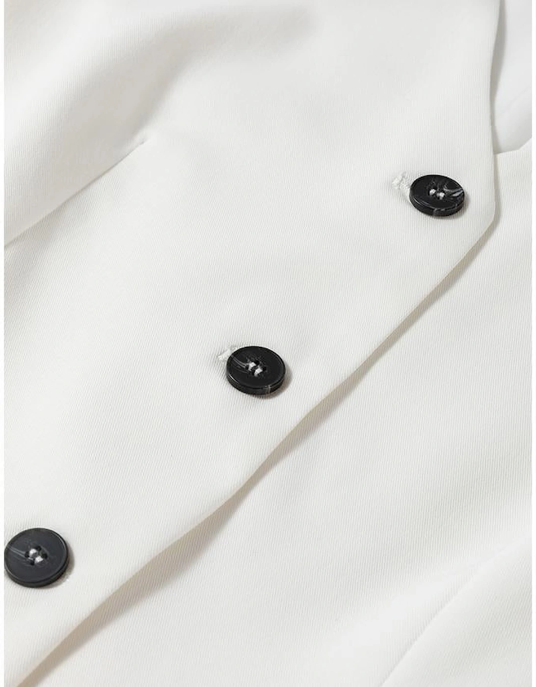 White Solid Color Button up V Neck Suit Vest