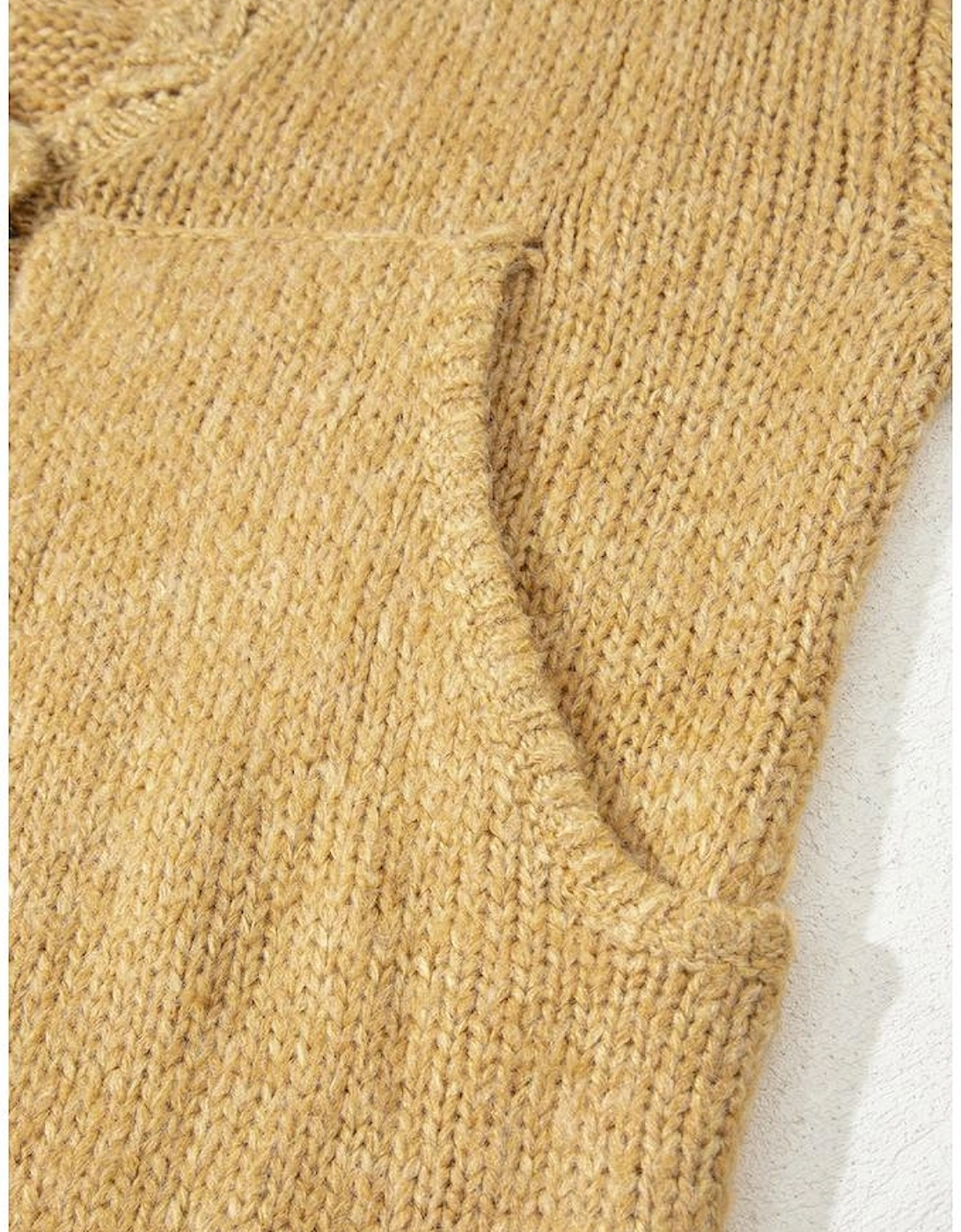 Light French Beige Lantern Sleeve Scallop V Neck Buttoned Front Cardigan