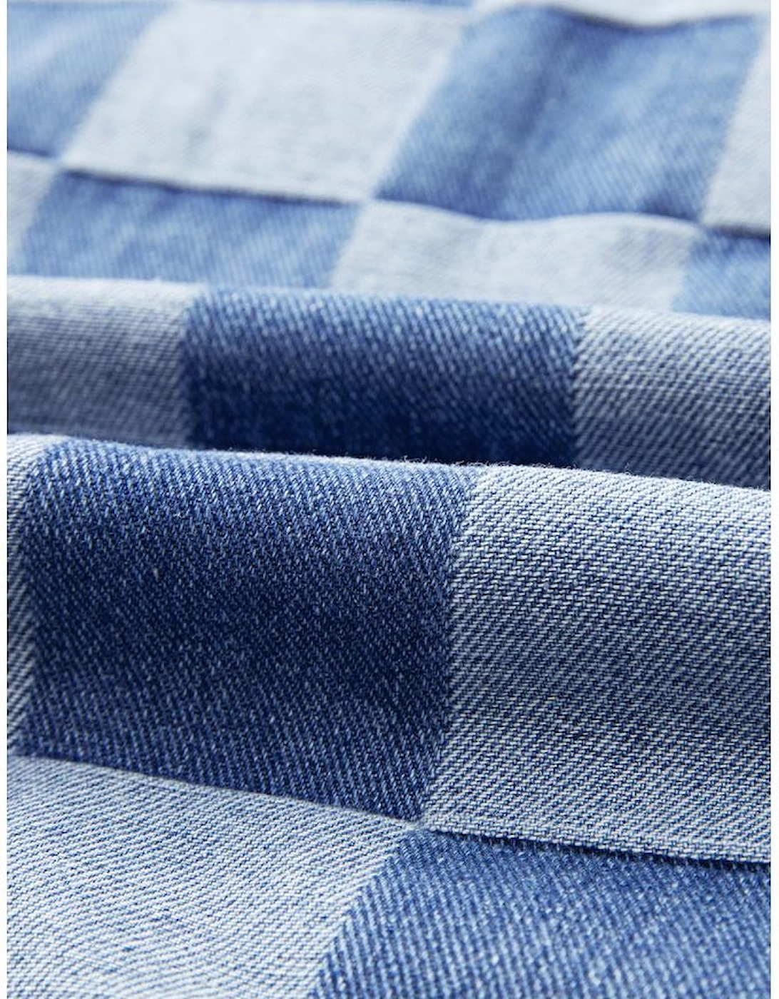 Light Blue Checkered Patchwork Button up Denim Jacket