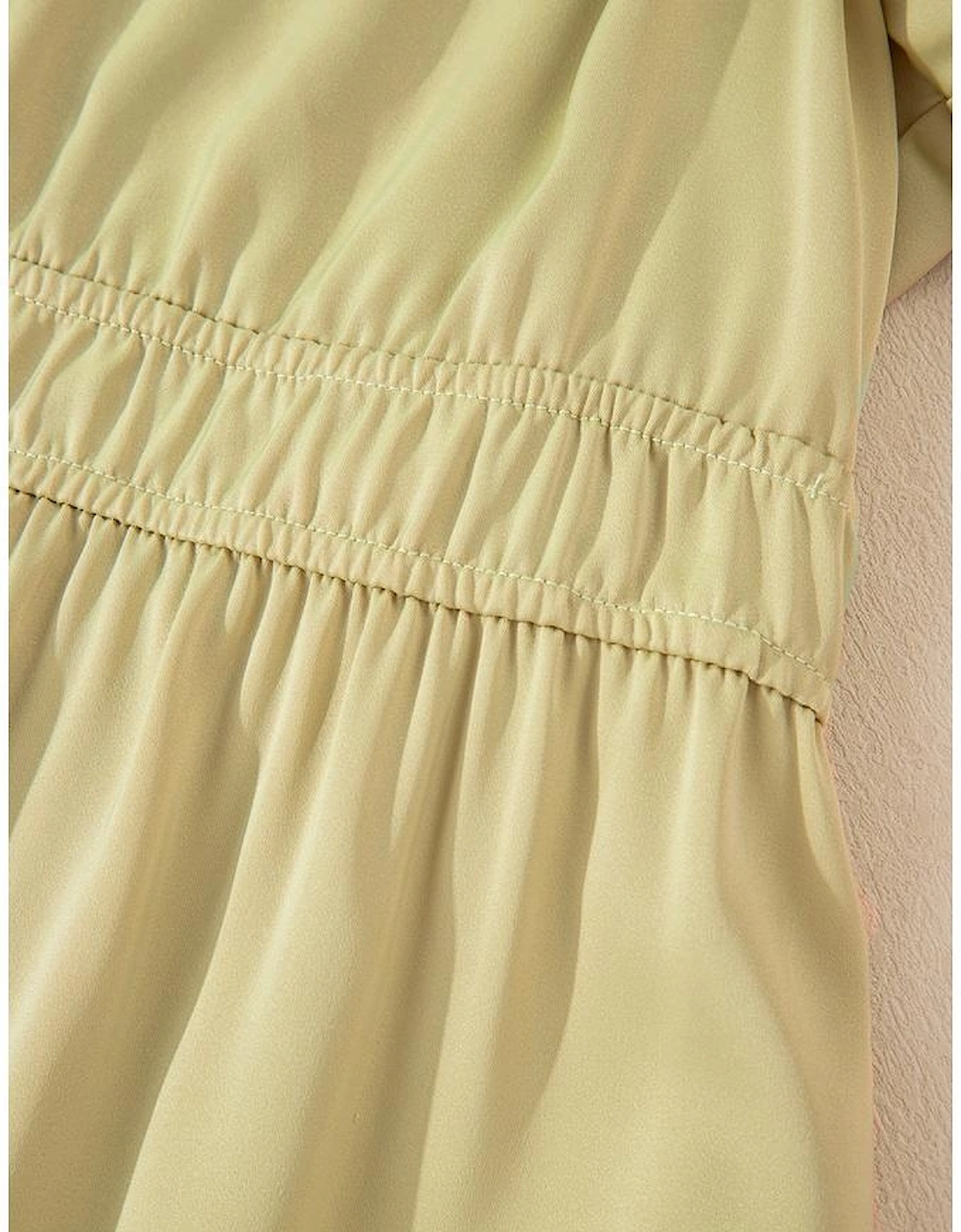 Laurel Green Notched V Neck Puff Sleeve Tiered Plus Size Maxi Dress