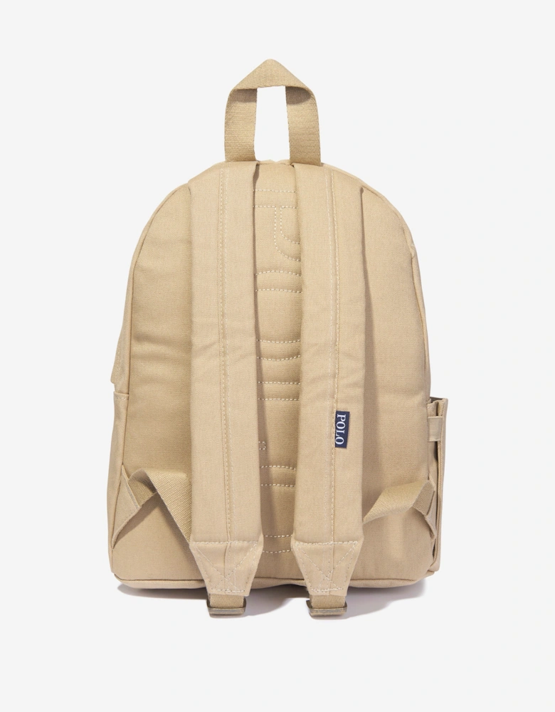 Boys Canvas Polo Bear Backpack in Beige (36cm)