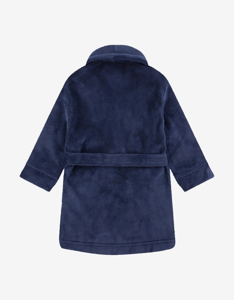 Boys Bear Patch Robe in Navy