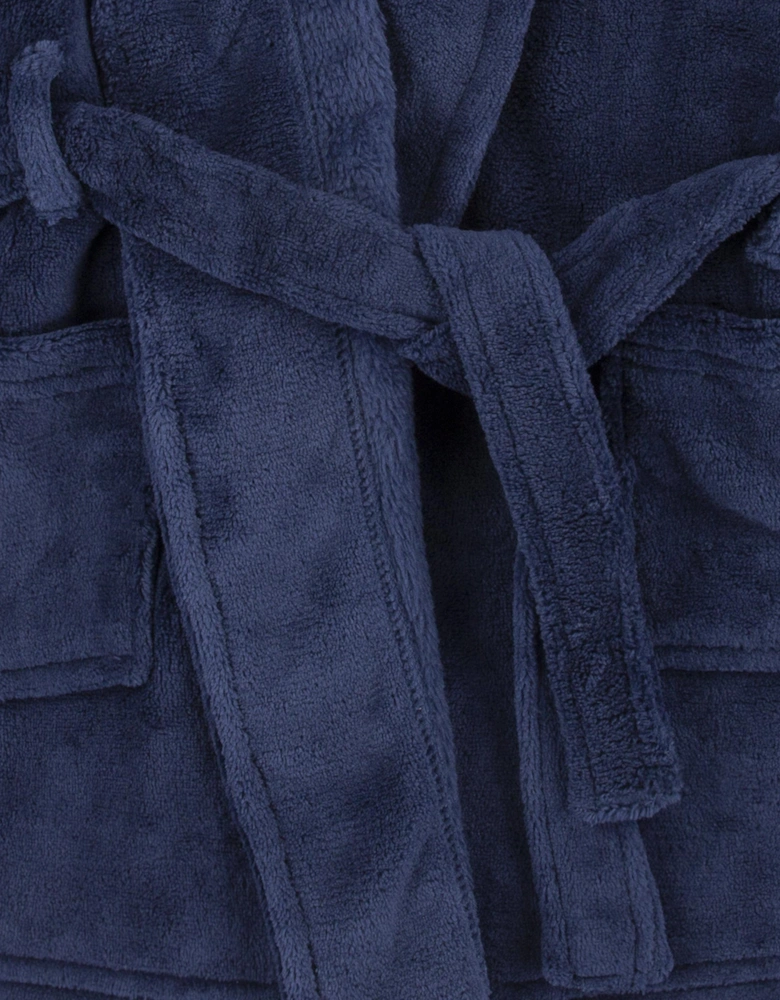 Boys Bear Patch Robe in Navy