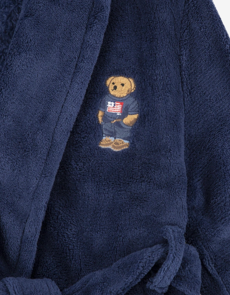 Boys Bear Patch Robe in Navy