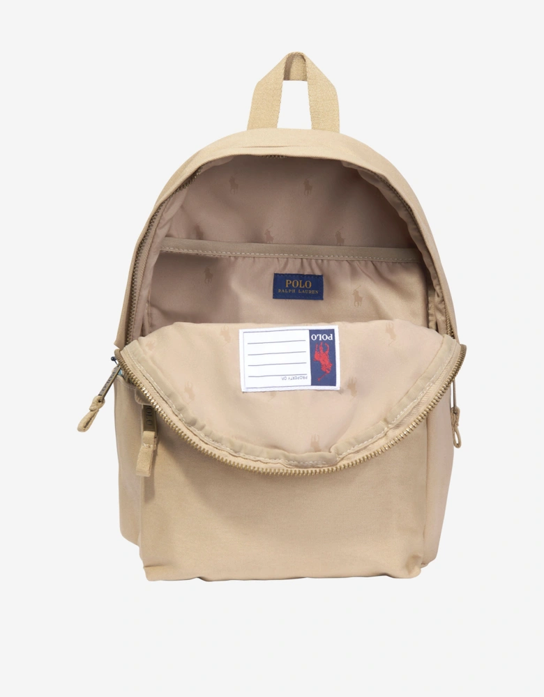 Boys Canvas Polo Bear Backpack in Beige (36cm)