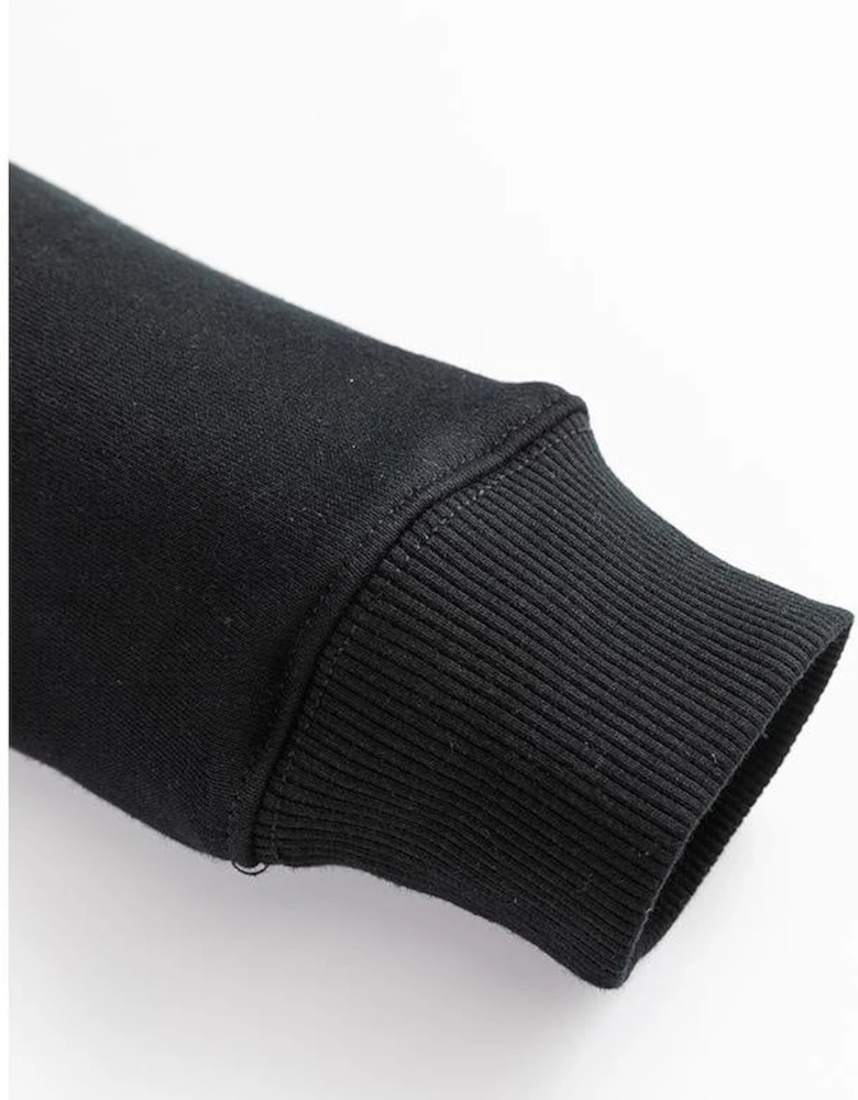 Black Drop Shoulder Crisscross Stitching Pocketed Loose Sweatshirt