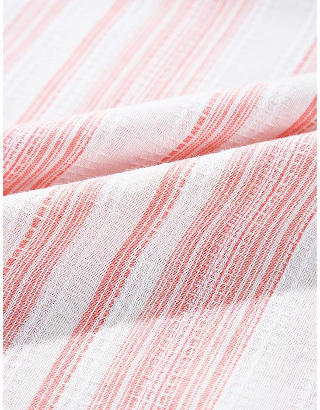 Pink Stripe Plus Size Tassel Tie Frilled Detail Short Sleeve Blouse