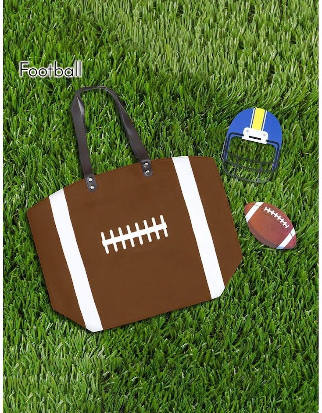 Chestnut Rugby Pattern Canvas Large Tote Bag