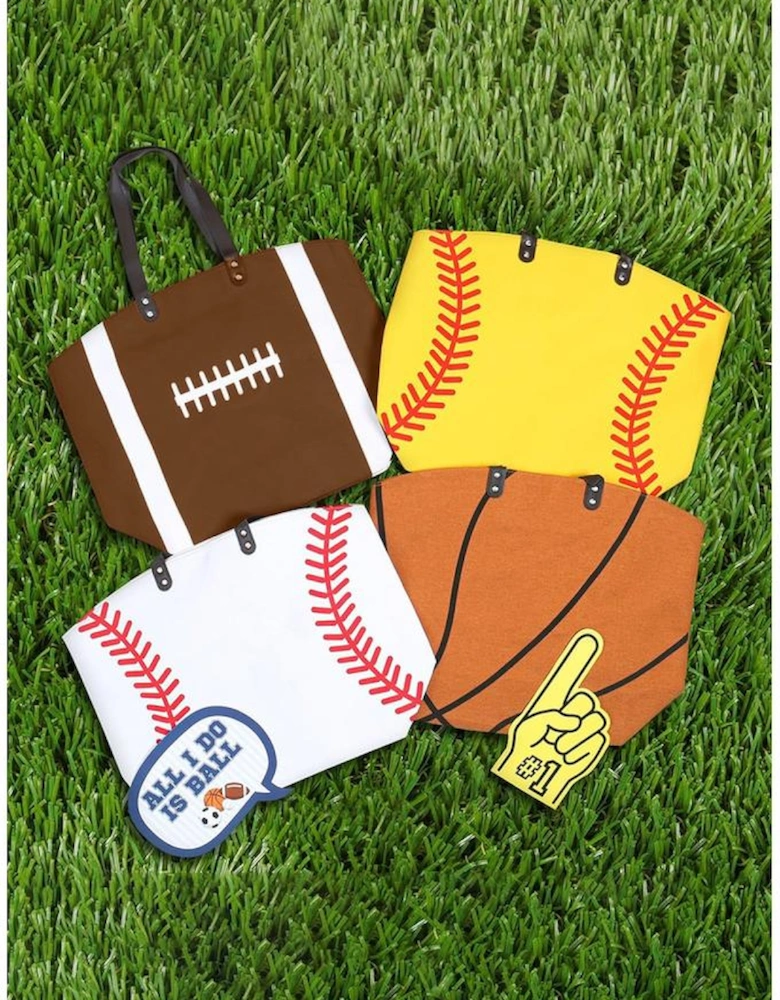 Chestnut Rugby Pattern Canvas Large Tote Bag