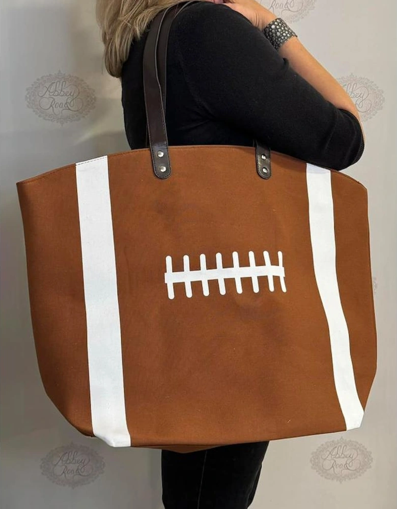 Chestnut Rugby Pattern Canvas Large Tote Bag