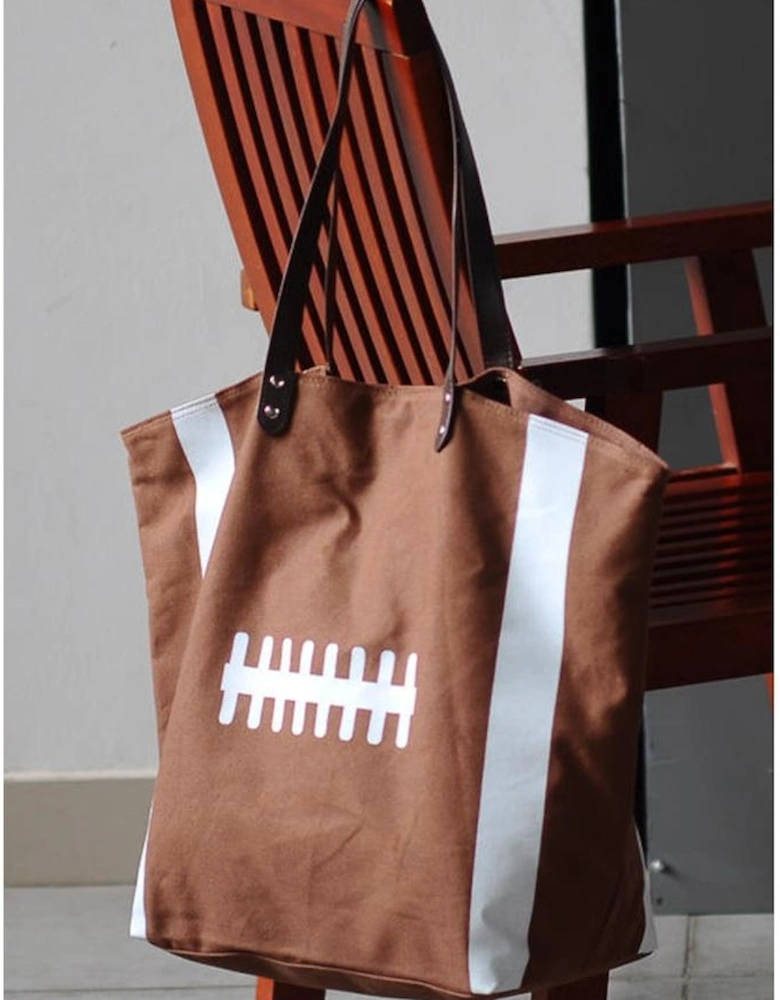Chestnut Rugby Pattern Canvas Large Tote Bag