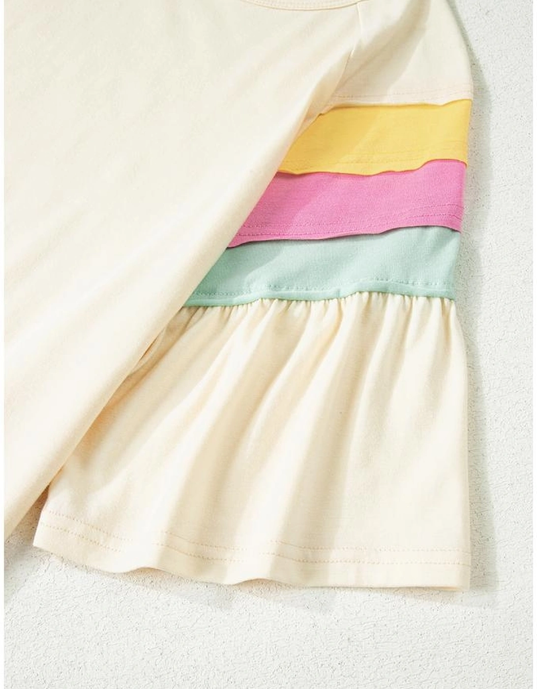 White Color Block Stitched Sleeve Loose T Shirt