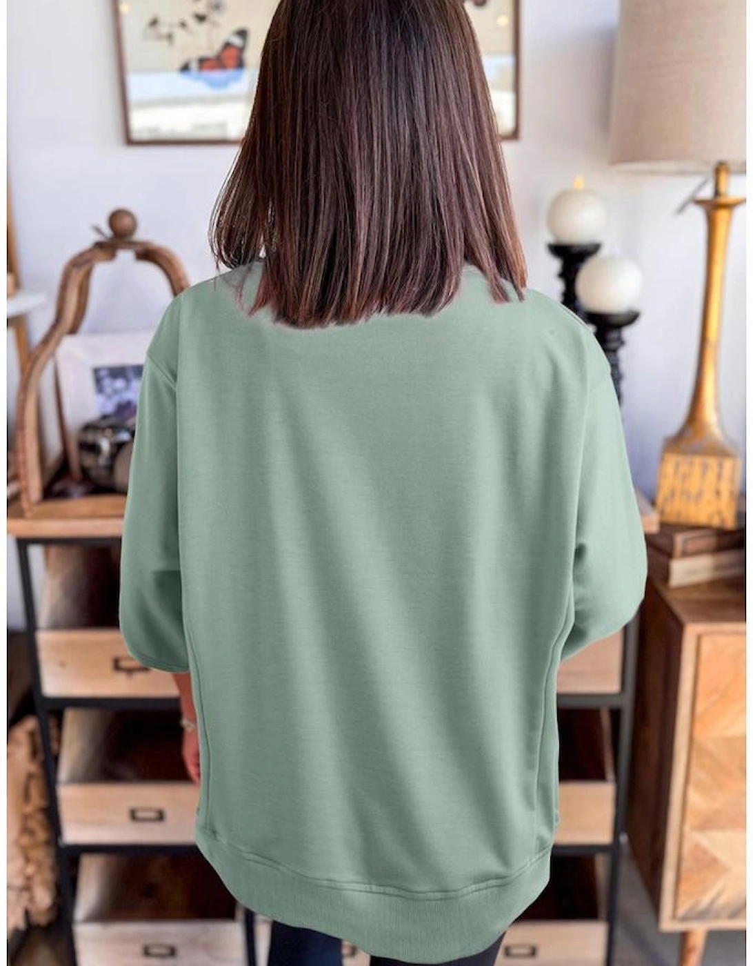 Clearly Aqua Floral Patched Half Sleeve Tunic Top, 5 of 4