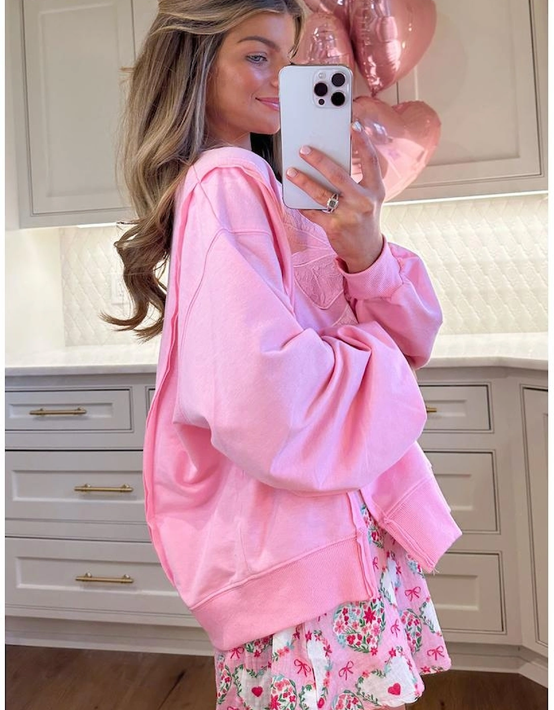 Bonbon Lace Insert Bow Embroidered Exposed Seam Sweatshirt