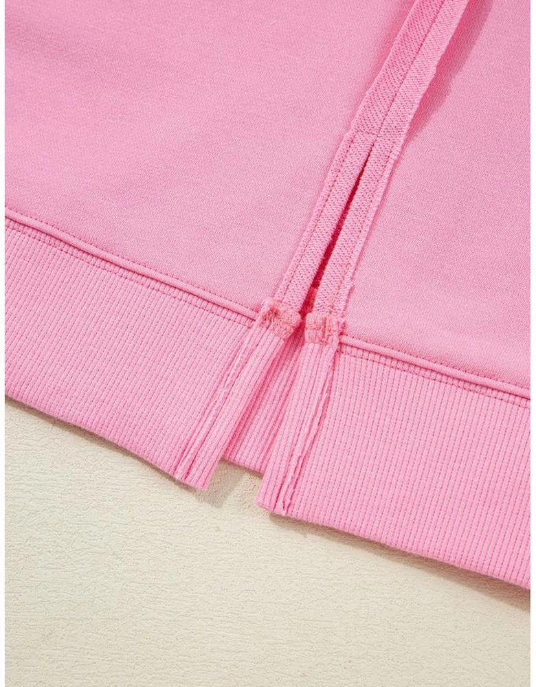 Bonbon Lace Insert Bow Embroidered Exposed Seam Sweatshirt