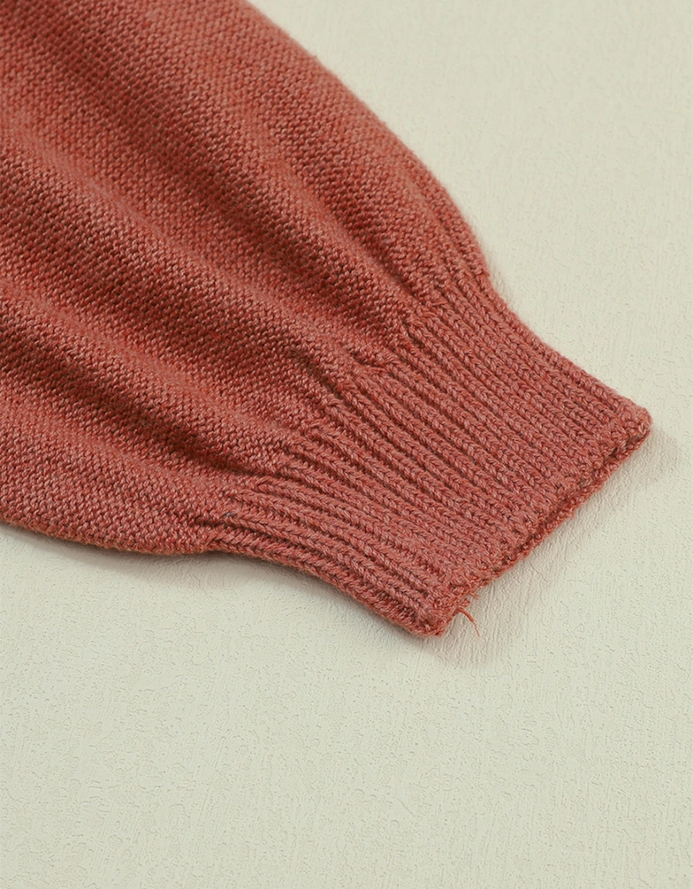 Black Colorblock Bishop Sleeve Ribbed Trim Sweater