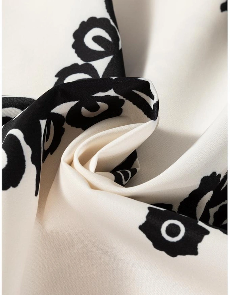 Black Geometric Print Short Sleeve V Neck Blouse