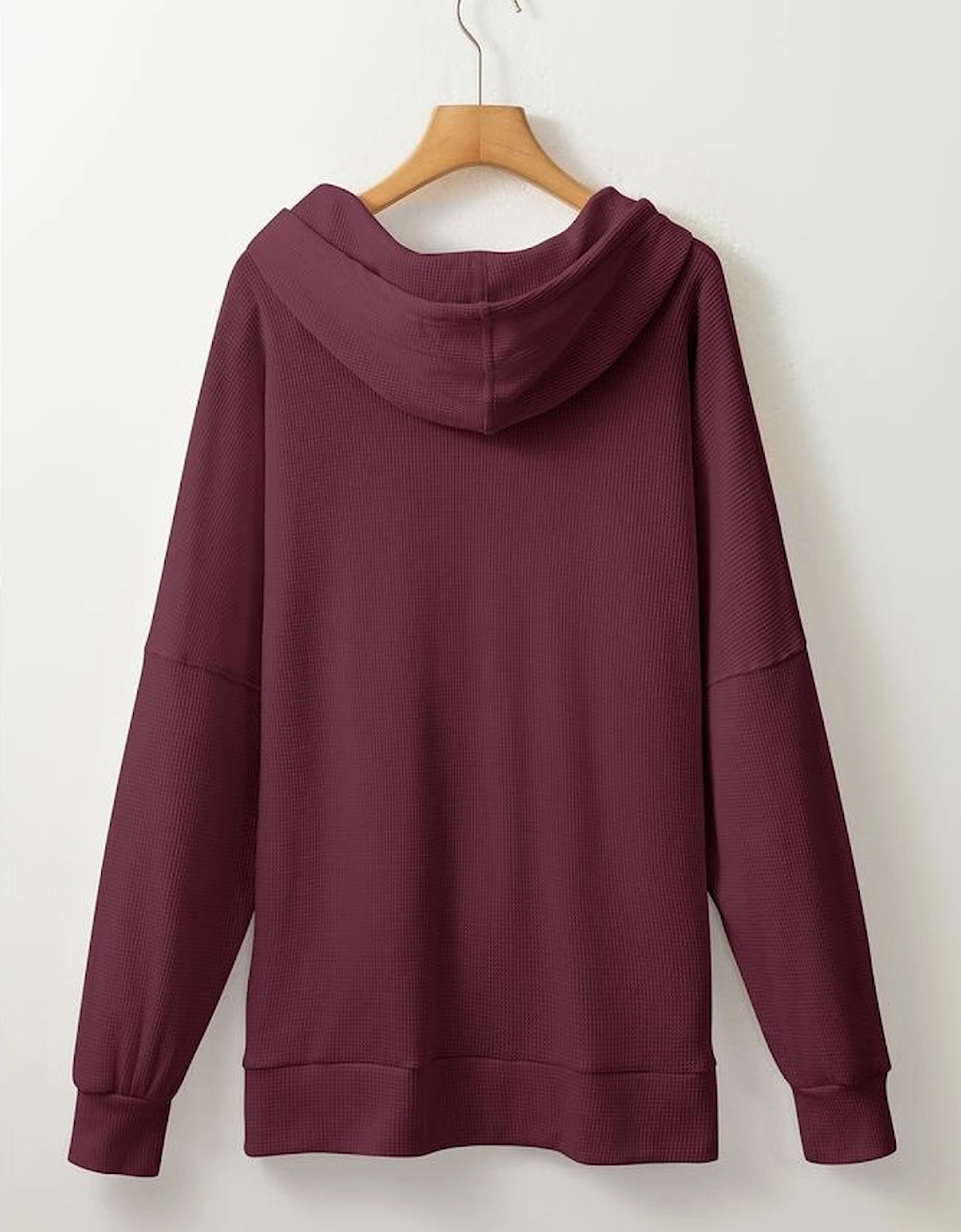 Red Dahlia Waffle Knit Fleece Lined High Low Oversized Hoodie, 16 of 15