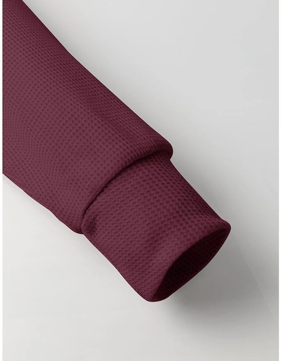 Red Dahlia Waffle Knit Fleece Lined High Low Oversized Hoodie