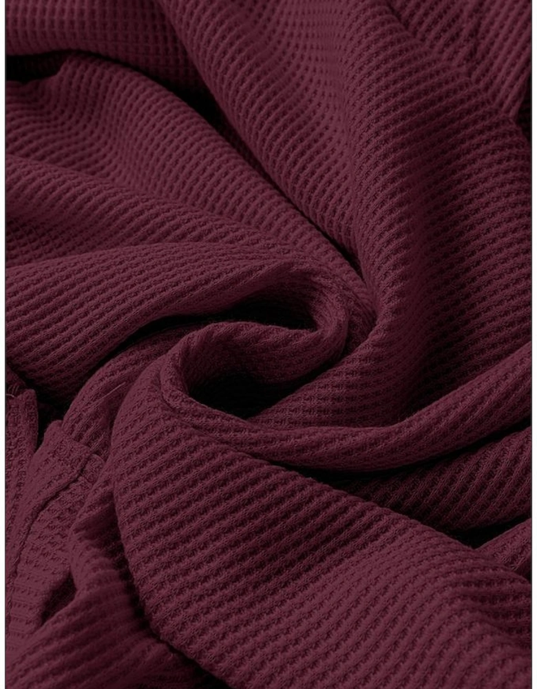 Red Dahlia Waffle Knit Fleece Lined High Low Oversized Hoodie