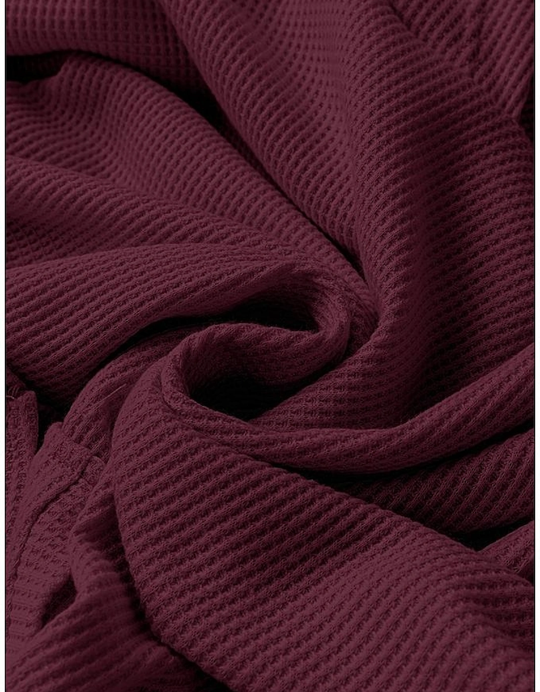 Red Dahlia Waffle Knit Fleece Lined High Low Oversized Hoodie