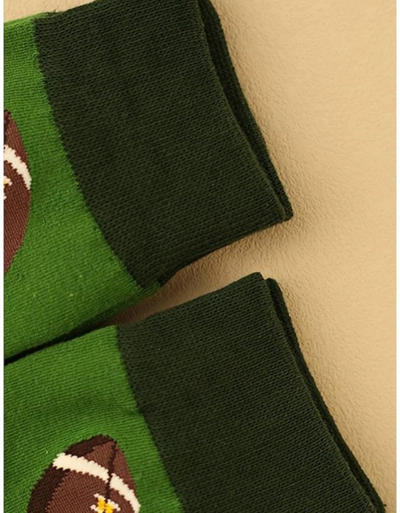 Azura Exchange Blackish Green Rugby Football Print Mid-length Socks