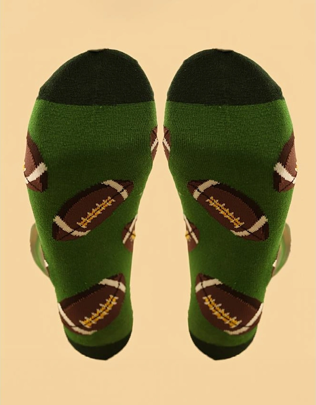Azura Exchange Blackish Green Rugby Football Print Mid-length Socks