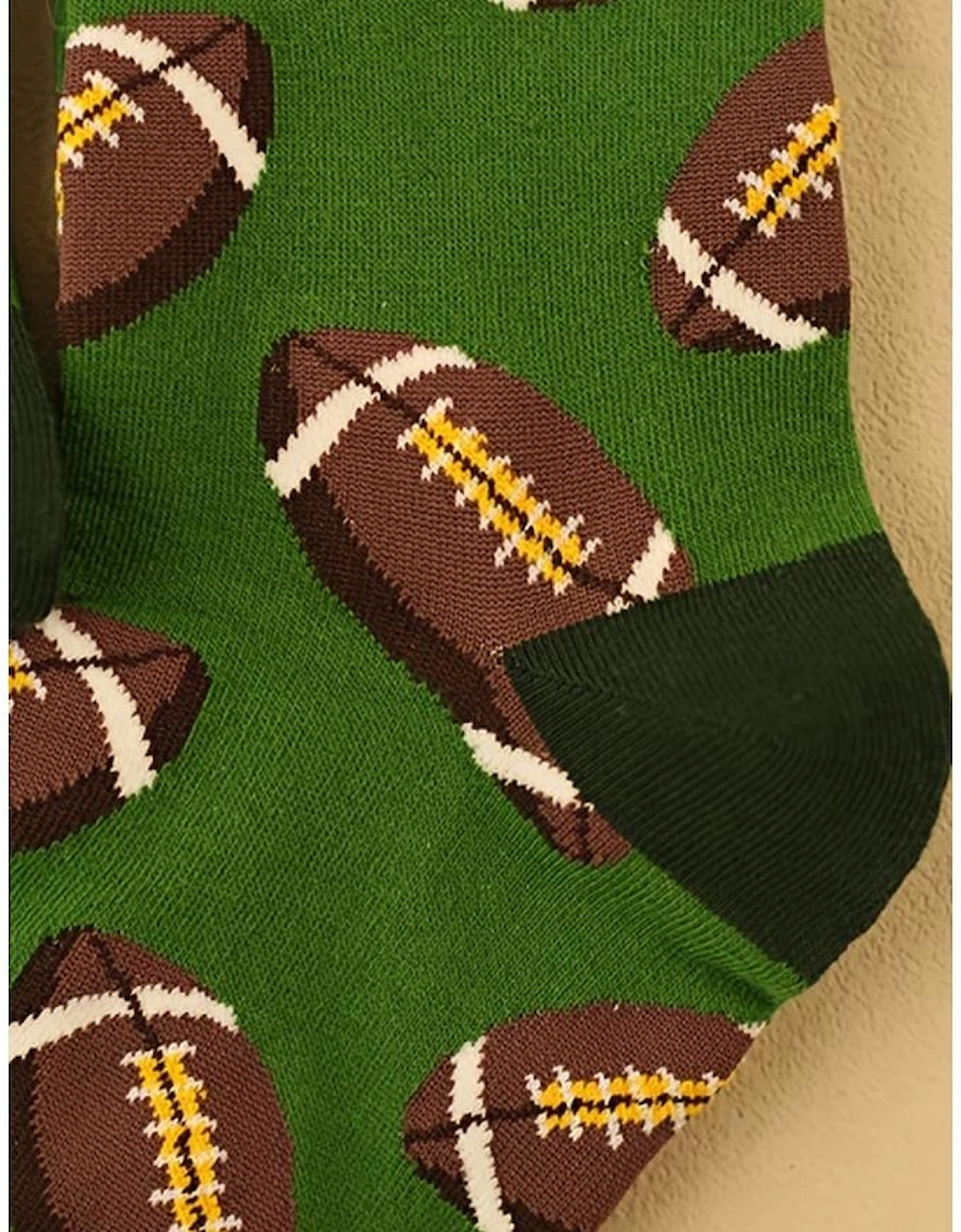 Azura Exchange Blackish Green Rugby Football Print Mid-length Socks