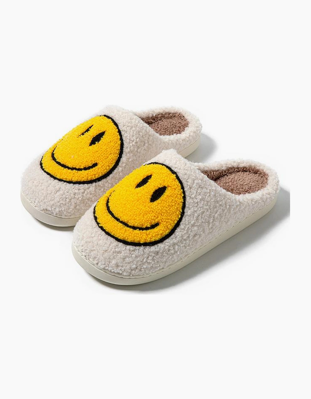 Azura Exchange White Smile Face Print Non-slip Plush Slippers
