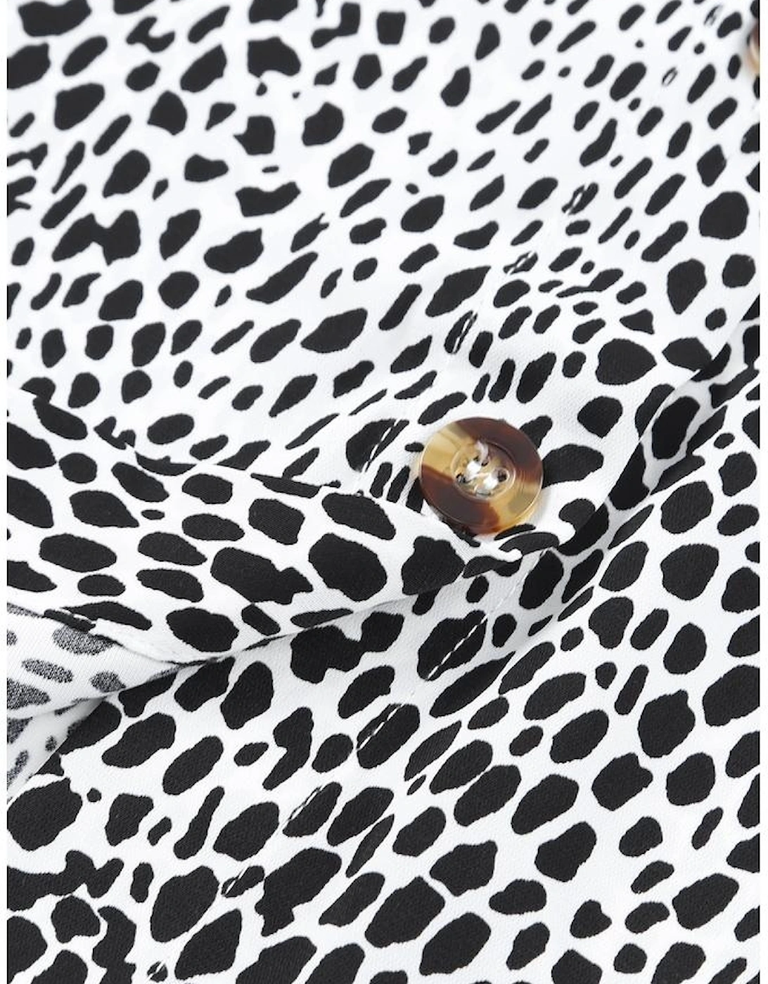 Long Sleeve Leopard Animal Print Shirt Dress