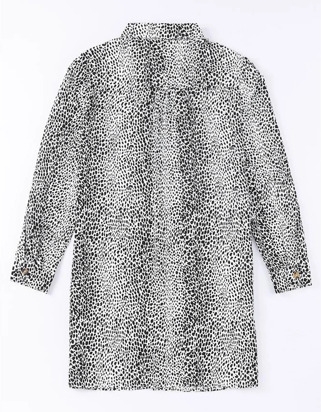 Long Sleeve Leopard Animal Print Shirt Dress